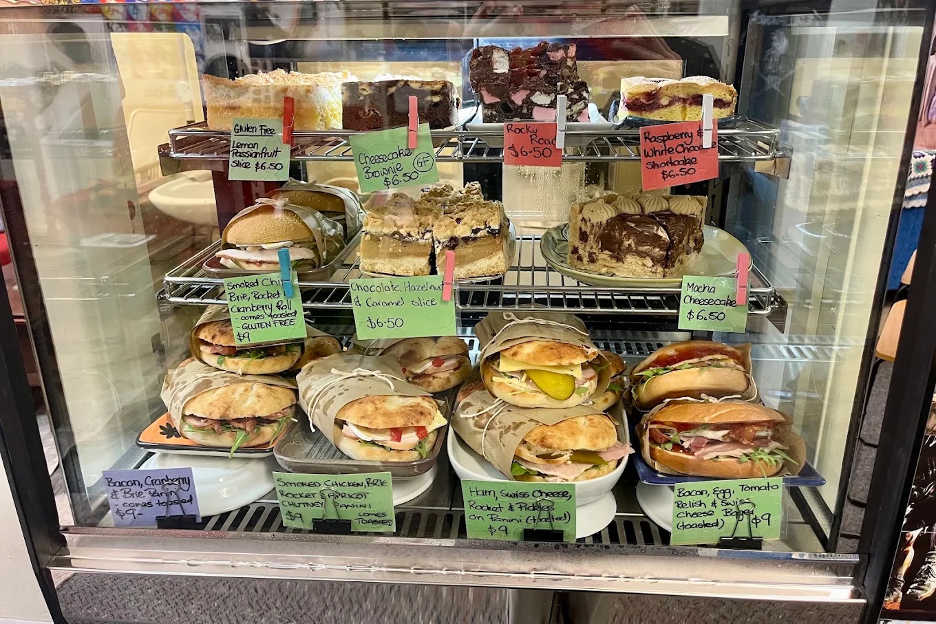 The Blackbird cabinet full of paninis, bagels and slices